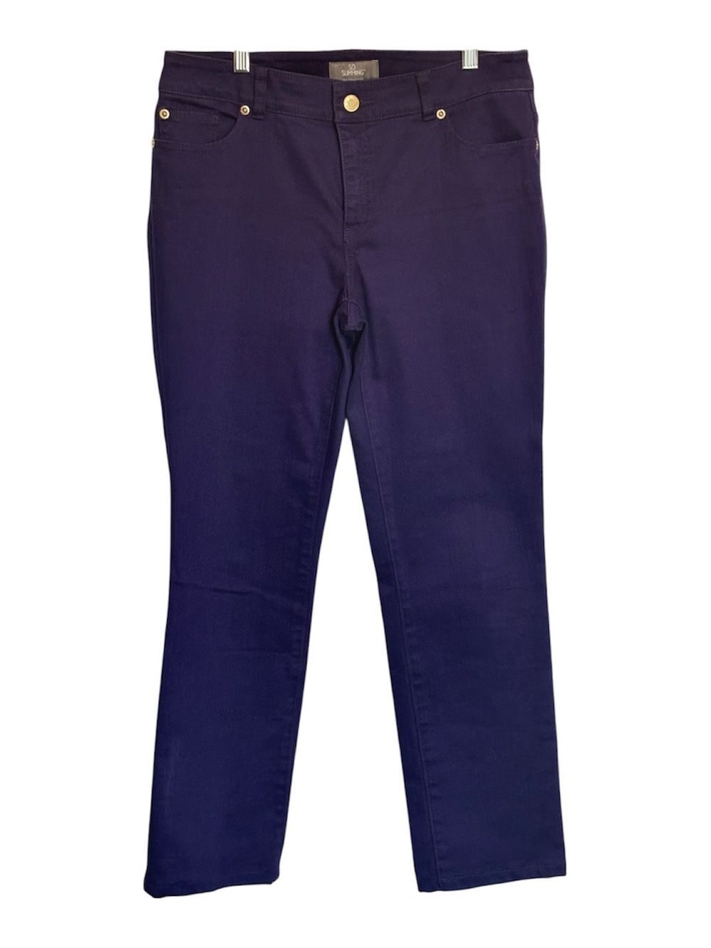 Chico's SO Slimming Royal Purple Women's Slim Straight Denim Pants Jeans Size 8
